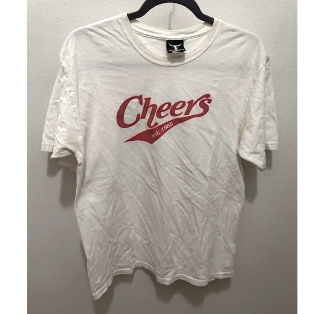 CHEERS Vintage 80s TV Show Sitcom T Shirt Tee White Red VTG RARE